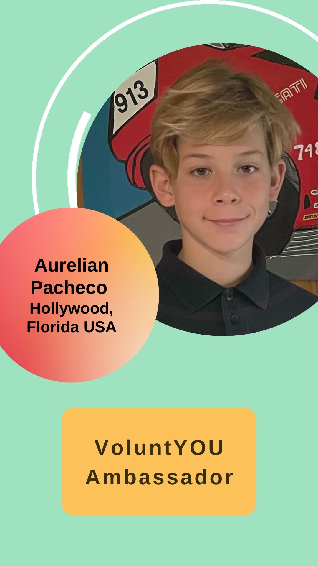 Aurelian Pacheco - VoluntYOU Ambassador; Hollywood, Florida USA